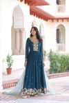 KA 1217 Faux Georgette With Zari Embroidery Work Gown With Dupatta Wholesale In India